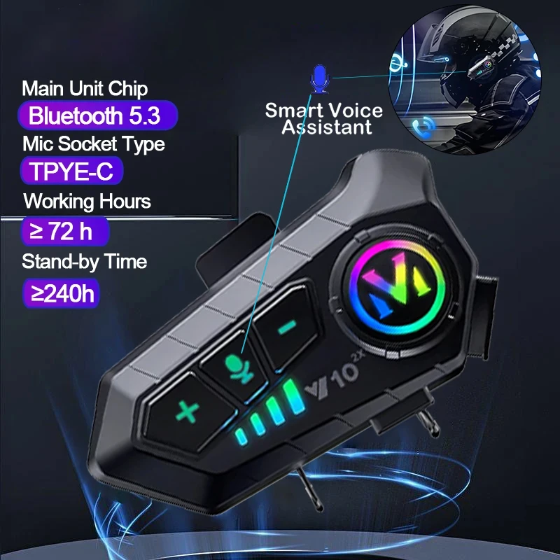 Full Face Motorcycle Helmet With Bluetooth - V10 2X 블루투스 오토바이 헬멧 인터콤