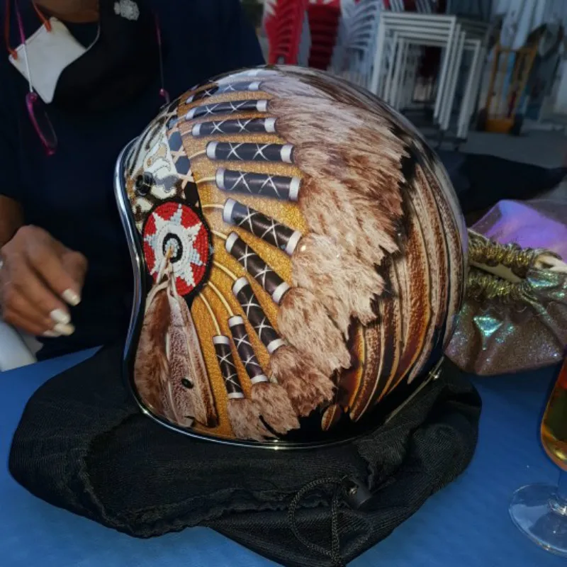 Vintage Open Face Retro Helmet - 블랙 빈티지 오토바이 헬멧, 오픈 페이스